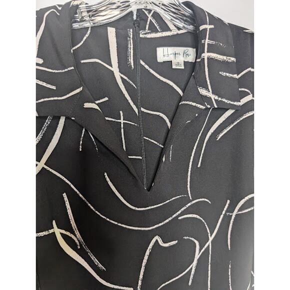 Women's HARPER ROSE Rouched Sleeve Polo black white jumpsuit size 16 - Picture 3 of 9